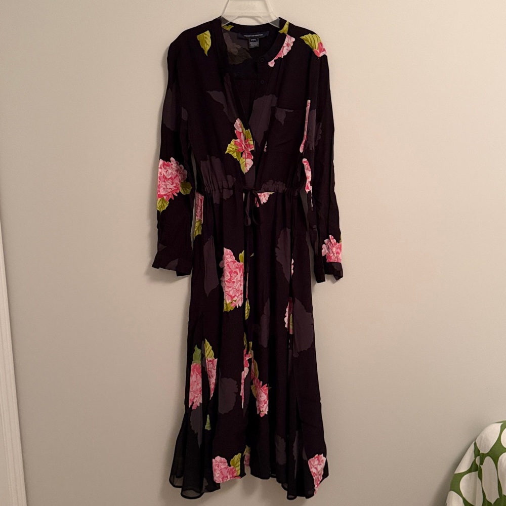 French Connection Black and Pink Floral Long Sleeve Dress - Picture 1 of 5